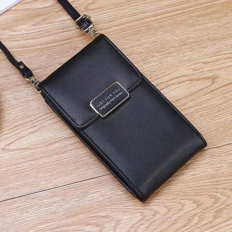 Местный запас Женская Мини многофункциональный кошелек портмоне сотовый телефон мини сумка через плечо - Цвет: Черный