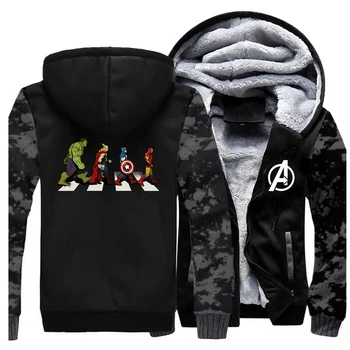 

The Avengers Men Casual Hoodies Superhero Brand mens Hoodie Marvel Thick Sweatshirt 2019 Winter Male Fleece Warm Coat Streetwear