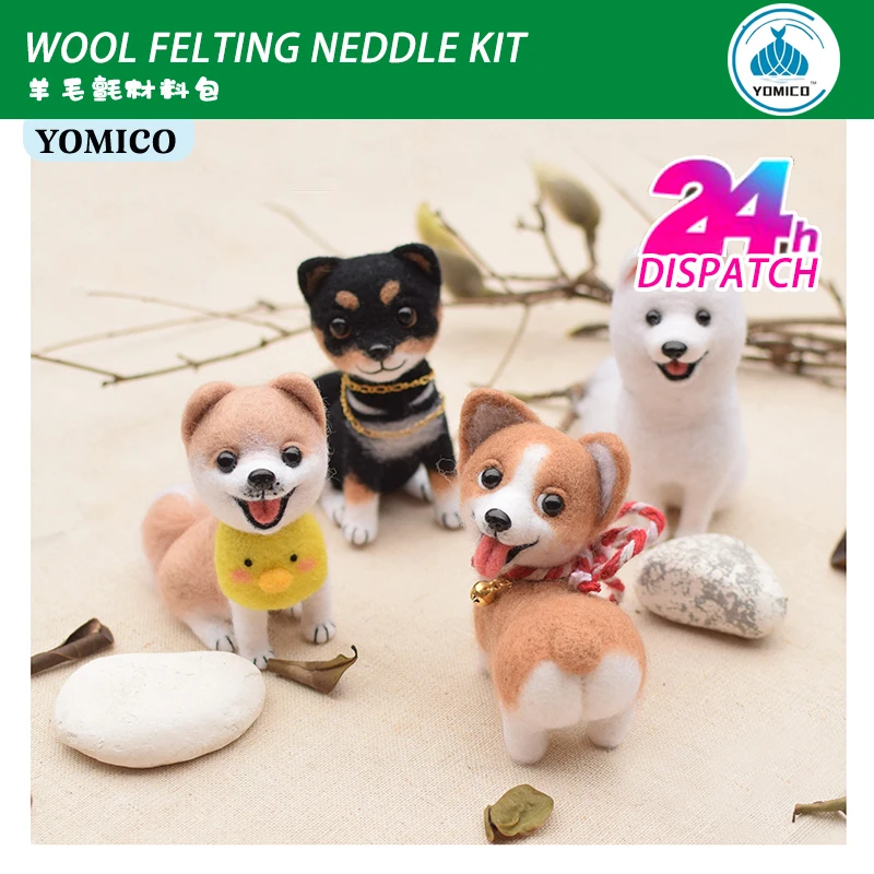 Yomico Dog Family Craft Kit Lana Per Infeltrimento Cucito Feltro Bambola Fatta A Mano Artigianato Goyard Dolls Kit Da Cucito Uccello