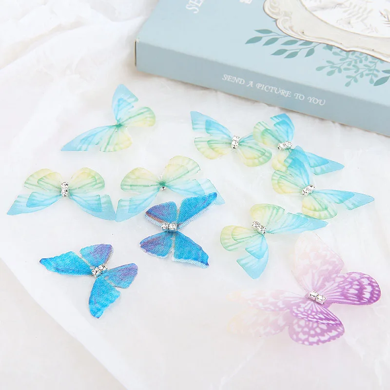 

10pcs 2020 New Sweet net yarn dream romantic butterfly Butterfly Earrings for Women Party Jewelry DIY hair accessories materials