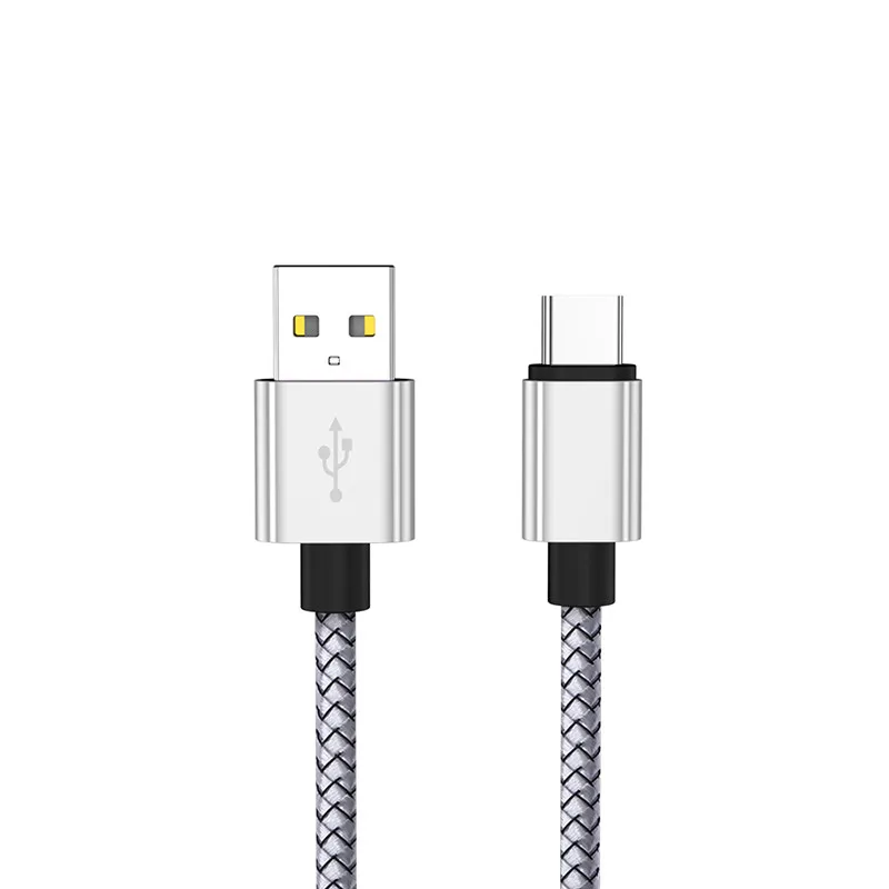 1 м usb type C кабель зарядного устройства для samsung S10 S9 S8 A50 Xiaomi Redmi Note 7 провод для быстрого заряда мобильного телефона USBC шнур данных происхождения - Цвет: Серебристый