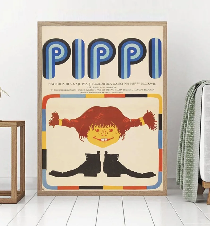 

Children Literature Decor Pippi Longstocking Comics Cartoon Decorative Poster Wall Canvas Sticker Delicate Home Kids Room Gift