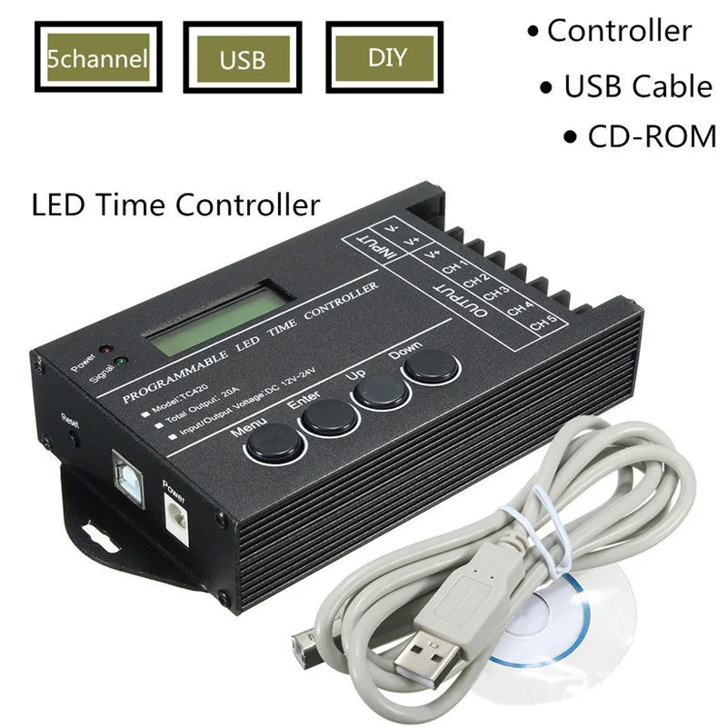 

high quality TC420 Time programmable RGB LED Controller DC12V-24V 5Channel LED Timing dimmer tool accessories