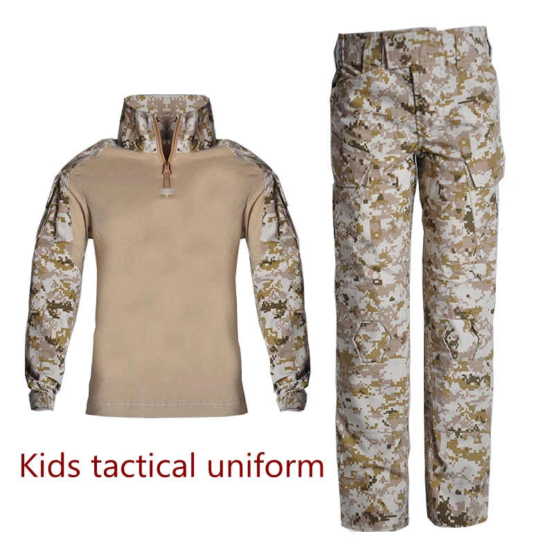 

Tactical Kids Camouflage Suit Multiple Pocket Boys Girls Military Paintball Clothing Set Hunting Children Tactical Combat Suits