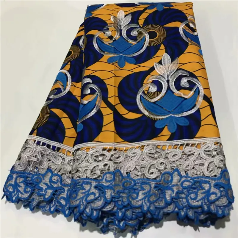 

2020 High Quality New Arrival Ankara 100% Cotton Wax Lace Wax Fabric African Embroidery Dutch Wax With Lace Fabric ZQ031720