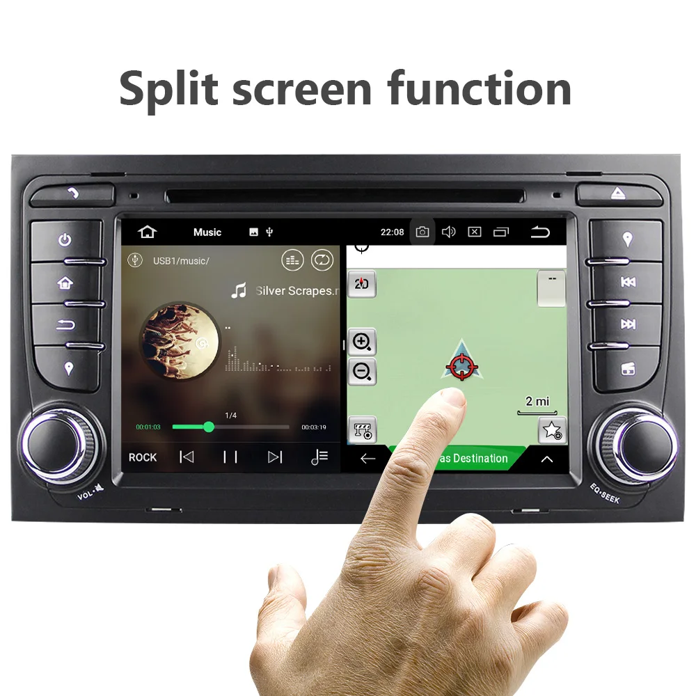 Eunavi 2 din 7 ''Android 9 0 автомобильный dvd плеер для Audi A4 S4 2003 2013 Восьмиядерный 2din радио