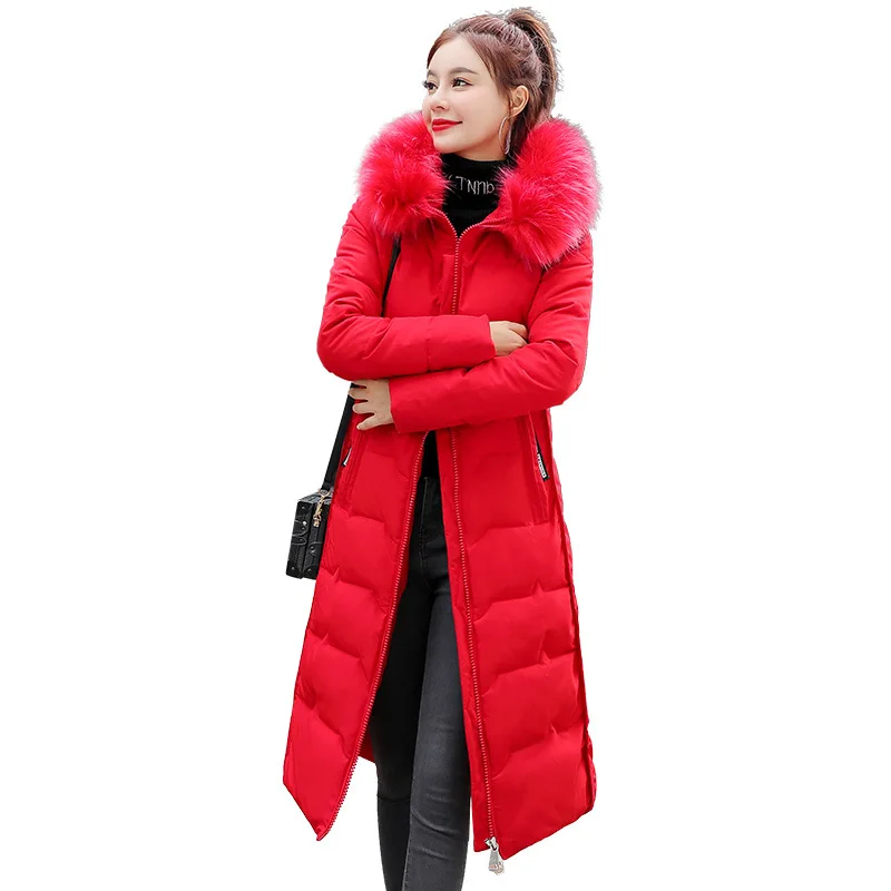 

2019 Winter New Style WOMEN'S Dress down Jacket Cotton-padded Clothes Mid-length Dongdaemun over-the-Knee Slimming Cotton-padded