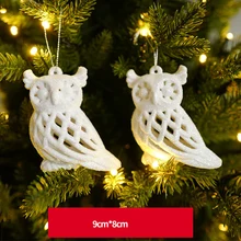 Ciondolo albero di natale ciondolo bianco cartone animato piuma elfo gufo decorazione di buon natale per la casa regali di natale ornamenti Navidad