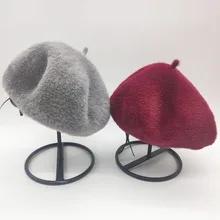 Новая модная женская шерстяная шапка-берет, зимняя теплая Толстая шапка-флет, шапка с дизайном «Тыква»