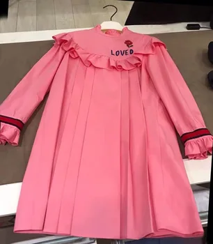 

Girls Dress 2020 Spring and Summer New Girls Cotton Pink Long-Sleeved Dress Sweet Cute Princess Dress