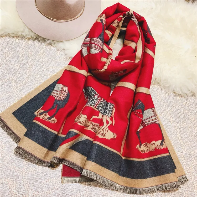 Роскошный зимний кашемировый шарф для женщин, теплый толстый платок, шарфы из пашмины, модный принт, шали и шарфы для женщин