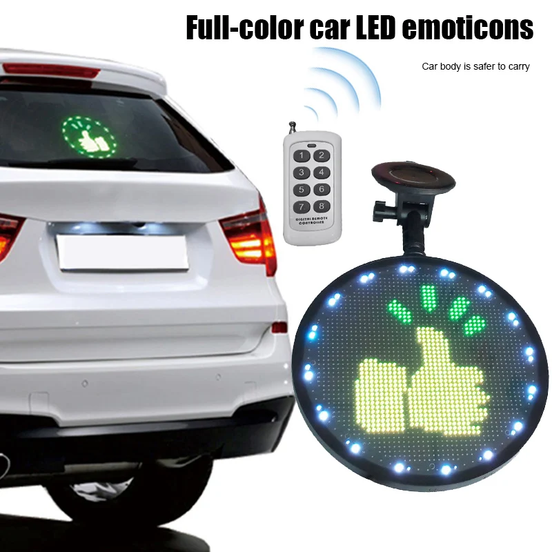 

Controlled Emoji Car Display Glow LED Light Logo with Remote Control M8617