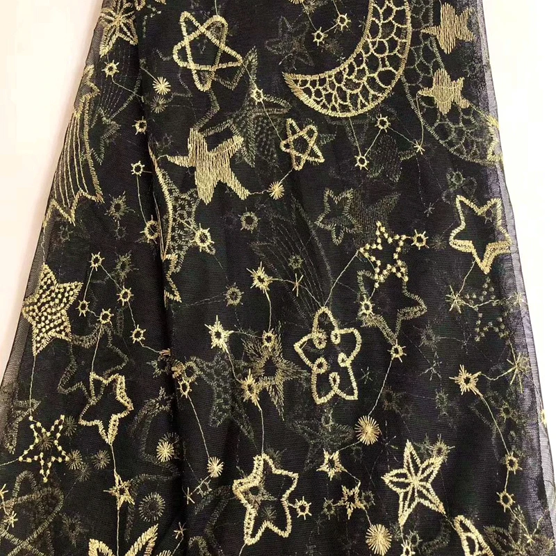 GLace 1Y/лот Золотая Звездная кружевная сетчатая ткань для шитья ткань для украшения дома DIY Материал аксессуары для платья TX1505