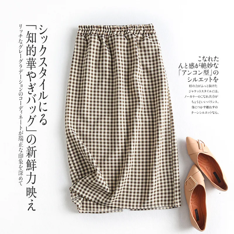

Plaid Skirt Female Spring New Style Slit A- line Korean-style High-waisted Loose-Fit Slimming Mid-length Skirt S30195