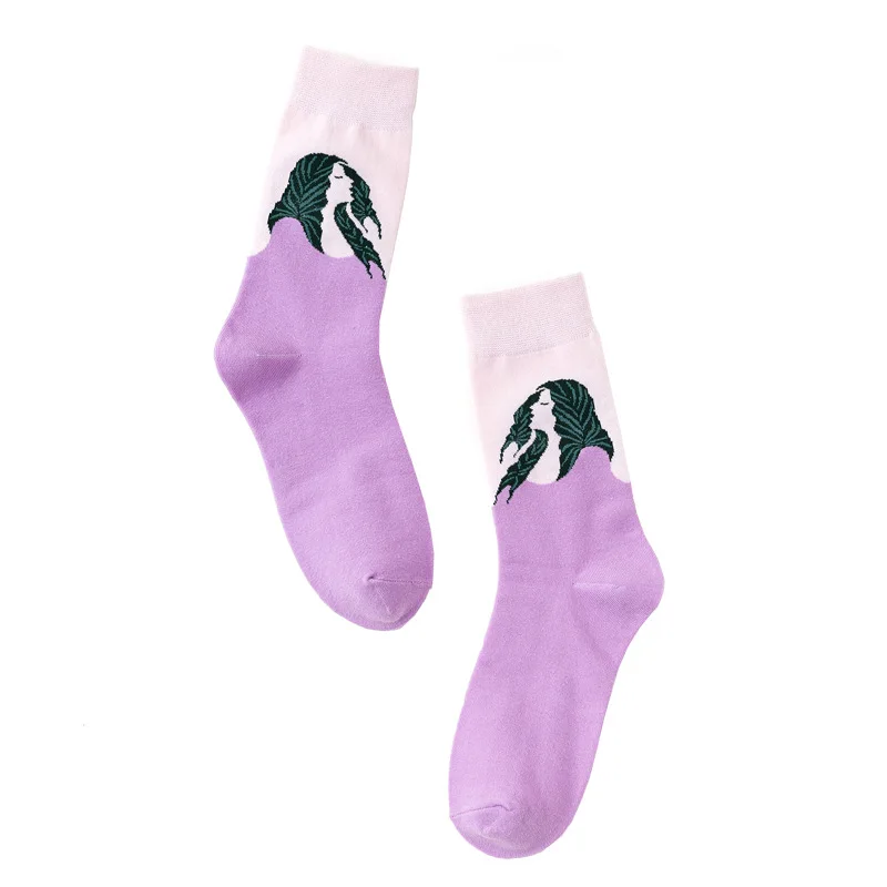 Ins/стильные женские носки; сезон осень; хлопковые впитывающие пот носки с забавным рисунком; носки с героями мультфильмов; хипстерские женские носки - Цвет: changfanv