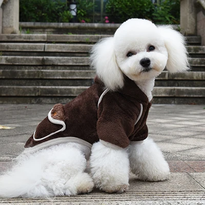Одежда для собак, худи, мягкая вельбоа, зимняя плотная теплая одежда, куртка для маленьких собак, пальто, одежда для щенков, костюм с карманами для чихуахуа - Цвет: Dark Coffee