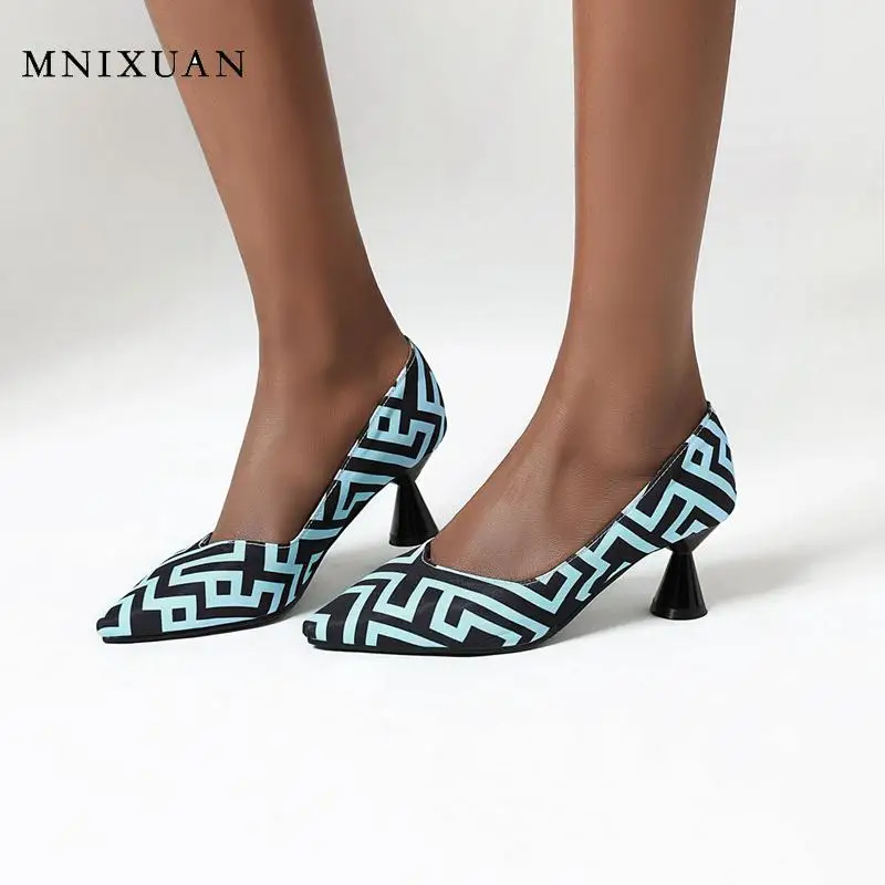 

MNIXUAN women pumps vintage autumn spring 2020 new pointed toe strange sexy party high heels customize size female big size 46