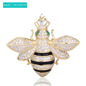 

MECHOSEN Copper Insect Animal Brooch Gold Color Shiny Cubic Zircon Bee Shape Brooches For Women Kids Dress Scarf Decoration Pins