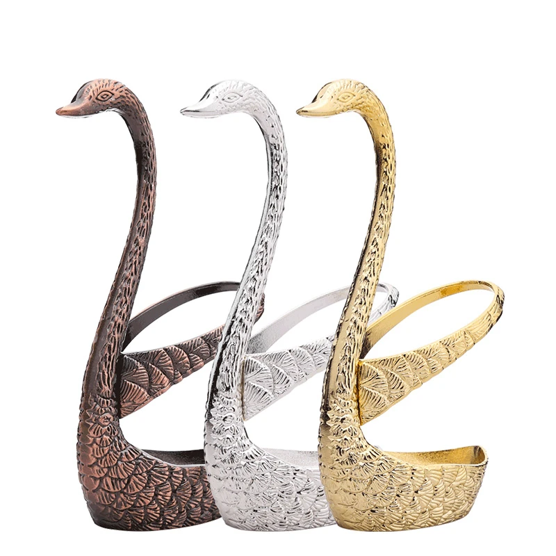 

Swan Spoon Base Holder Fruit Forks Set Stainless Steel Salad Dessert Forks Spoon Coffee Cake Tools Tableware Bar Tool