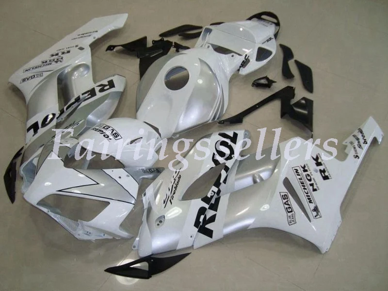 White Silver Литьевая форма) ABS Полный комплект обтекателя подходит для Honda CBR1000RR CBR1000 04 05 2004 2005 Обтекатели красный белый блак - Цвет: White Silver