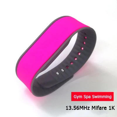 2 шт 13,56 МГц Mifare классический 1 к RFID браслет NFC силиконовый браслет MFS50 бесконтактная смарт-карта для системы контроля доступа - Цвет: WB06-Rose Red
