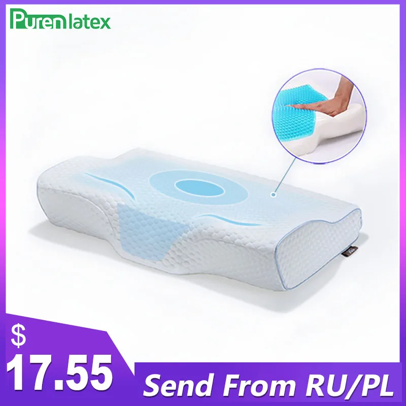 

Purenlatex Orthopedic Memory Foam Gel Contour Pillow Ergonomic Cervical Pillow Neck Pain for Side Back and Stomach Sleepers