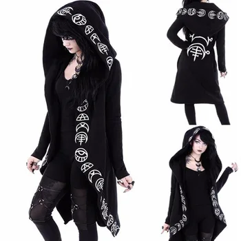 

Witchcraft Women Long Mantle Hoodie Punk Sweatshirt Poleron Mujer 2020 Harajuku Dark Goth Clothes Irregular 5xl Plus Size Hoodie