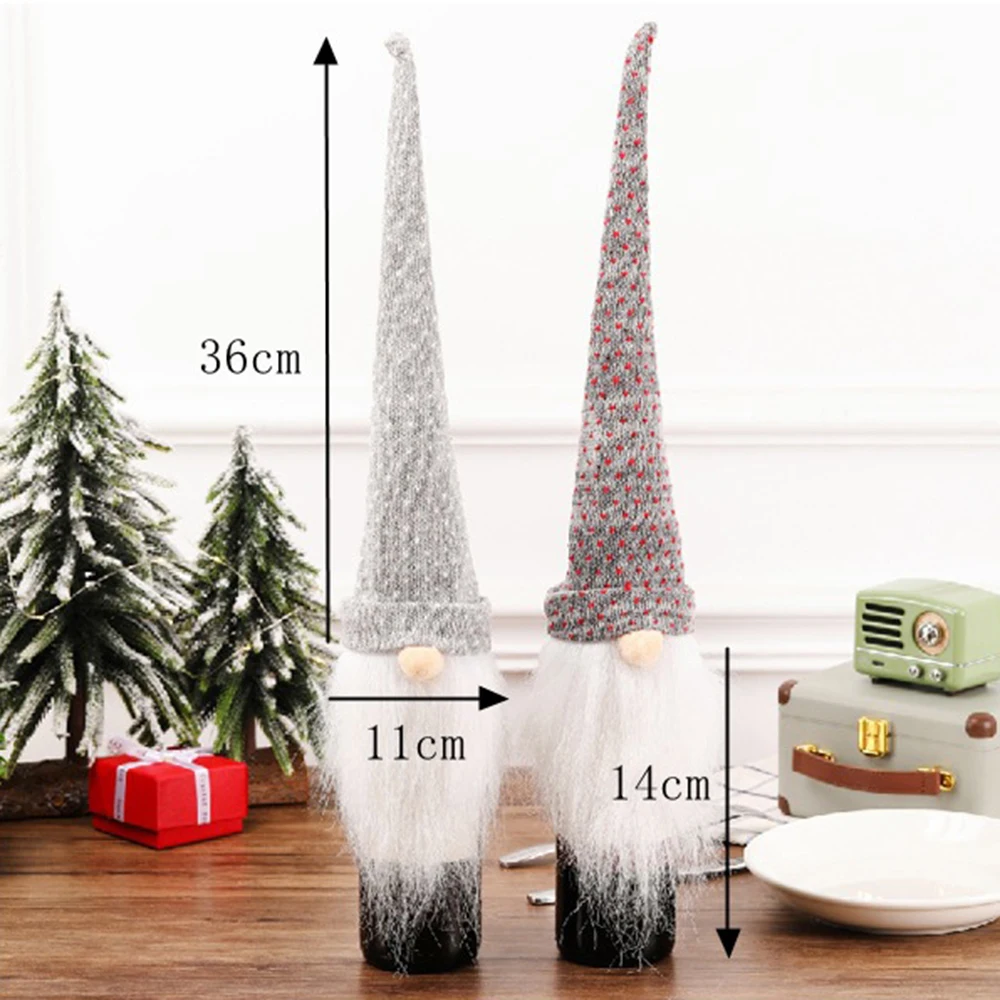 Рождественская Длинная с капюшоном для винной бутылки крышка Санта Снеговик вечерние декоративное украшение стол Рождество отель Бар, винная бутылка крышка