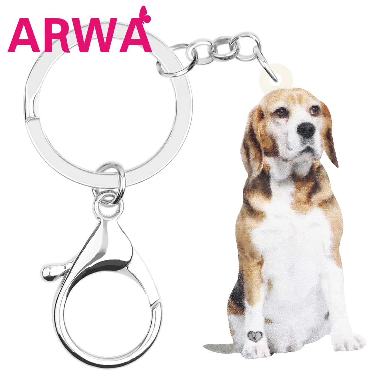 ARWA Acrylic Sitting Beagles Dog Keychains Print Cute Animal Keyring Jewelry For Women Kids Friends Novelty Birthday Gift Charms | Украшения