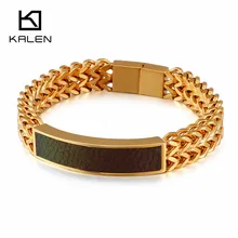 Браслет-цепочка из нержавеющей стали в Дубае с золотым звеном для мужчин, цветной кожаный браслет-цепочка с подвеской, мужской браслет, ювелирное изделие