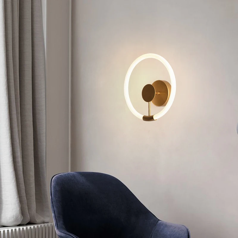 

Настенный акриловый светильник, креативное искусство, для гостиной, спальни, прикроватный коридор, лестницы, коридор, 110 В, круглые декоративные светодиодные Настенные светильники