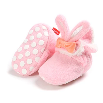 

Baby Girls Shoes Snow Boots Winter Baby Furry Warm Boots Rabbit Leather Boots Infant Soft Bottom