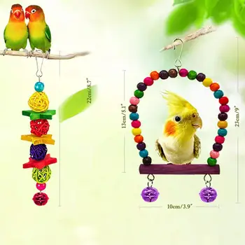 

8Pcs Pet Bird Parrot Bell Beads Rattan Balls Platform Hanging Swing Safe Bite Resistance Chew Toy Non-toxic Pet Supplies