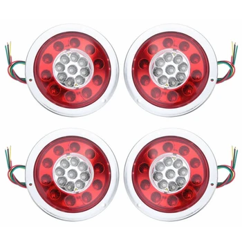 2 個高輝度ラウンドトラックトレーラーブレーキストップターン信号テールライトレッド/アンバー 12V LED ランプを実行しているライト普遍的な車