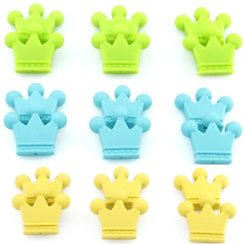 

Colorful Crown Silicone Beads Infant Teething BPA Free PVC Free Silicone DIY Pacifier Chain Pendants For Baby Teethers