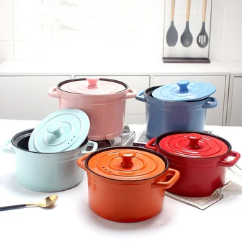 

Ceramic Casserole Korean Blue Green Colorful Round 3/4/5L Cooking Soup Pot Stewpan Household Kitchen Supplies Saucepan Cookware