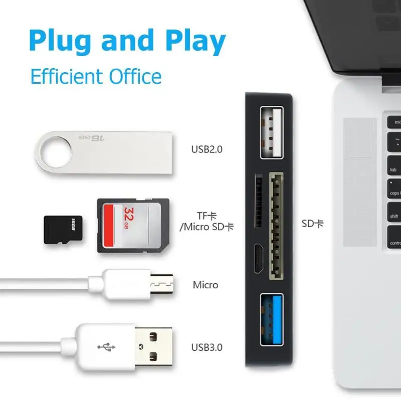 USB3.0 концентратор USB3.0 к Micro/USB2.0/3,0/TF/карта памяти концентратор для microsoft Surface Pro 3/4 для компьютера планшета или смартфона