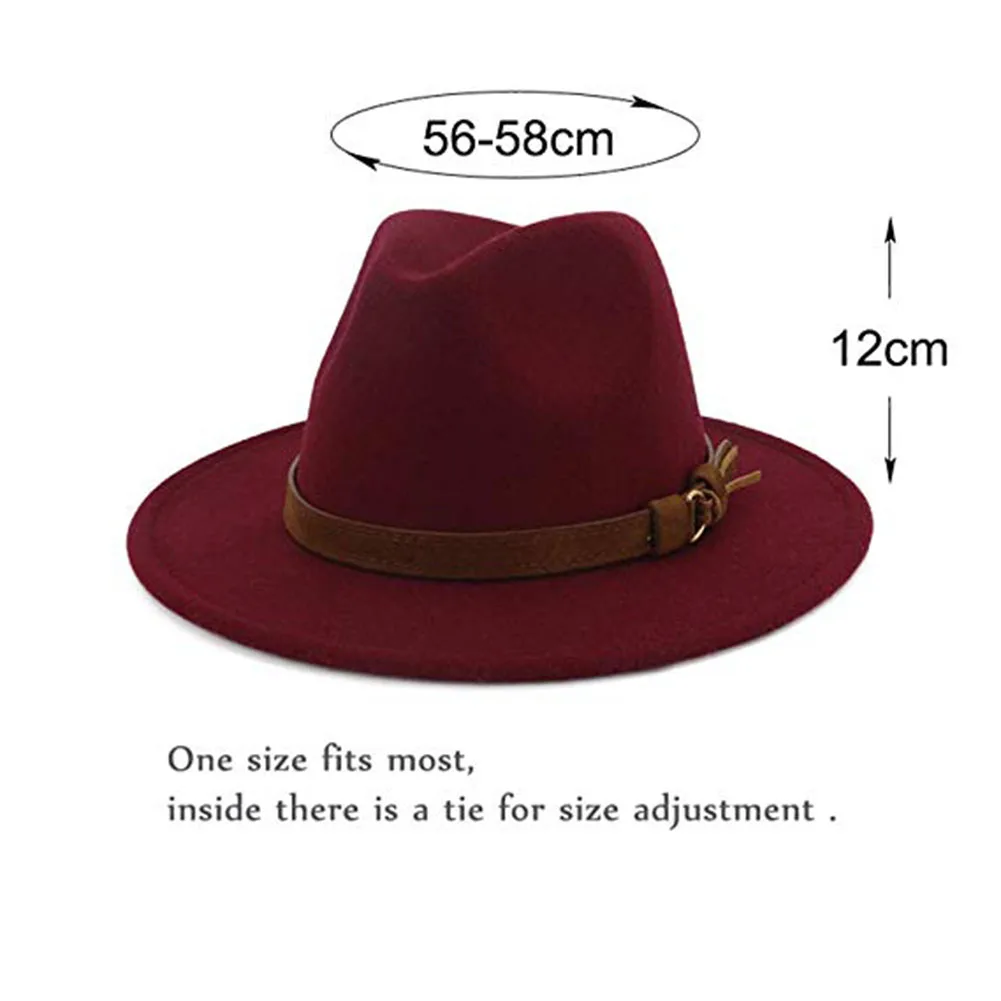Винтаж сплошной цвет фетровый котелок с широкими полями Fedora Hat Зима флоппи Женская кепка Джаз горра Европейский Американский Круглый Кепка s котелок шапки
