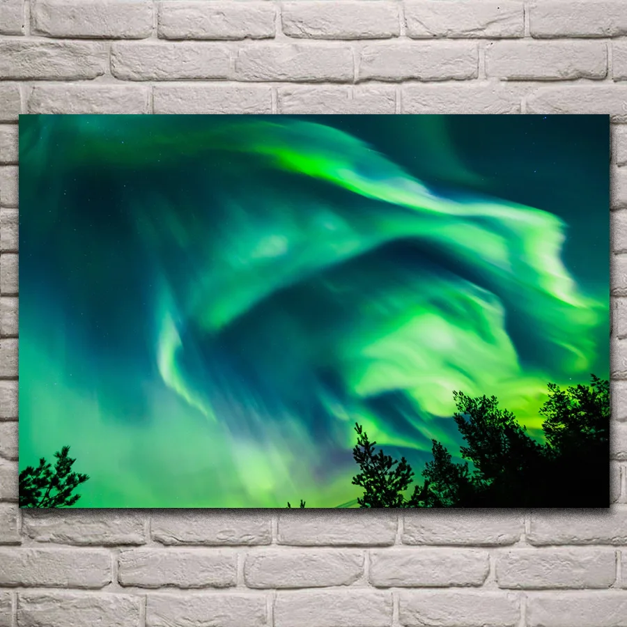 Светлый красивый постер Aurora Borealis KL902 с изображением природного ночного неба