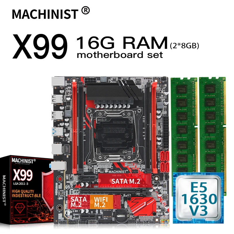 Комплект материнской платы X99 с процессором Intel Xeon E5 1630 V3 LGA 2011 3 2*8 ГБ (16 Гб) DDR4 ECC REG RAM
