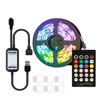 

RGB 5050 With Remote Controller USB Easy Install LED Strip Lights Kitchen Color Changing APP Control Flexible TV Back Lighting