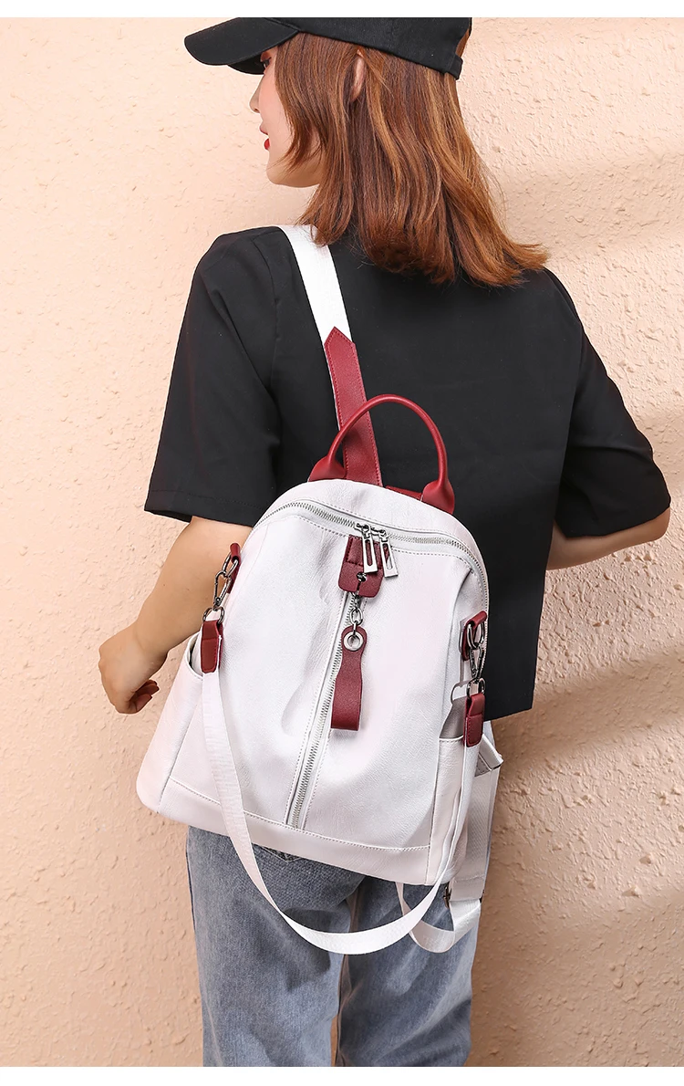 Стильные Простые Женские сумки высокого качества на молнии рюкзак для женщин роскошный мягкий кожаный сумка через плечо Sac A Dos Femme