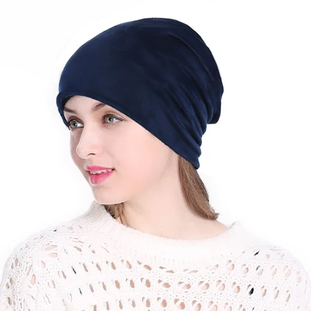 [DINGDNSHOW] брендовые шапочки шапка хлопковый бант зимняя Балаклава теплая женская вязаная шапка для взрослых - Цвет: Тёмно-синий