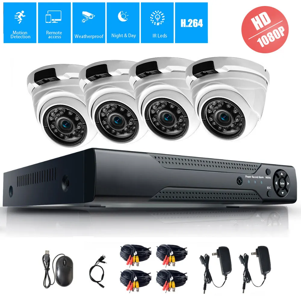 4CH CCTV Системы 1080P HDMI AHD DVR 4 шт. 2.0MP HD ИК Ночное видение наружная Домашняя