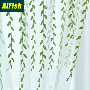

Idyllic Small Fresh Embroidered Tulle Curtains Living RoomBedroom Balcony Environmental Protection Curtains wp438T4
