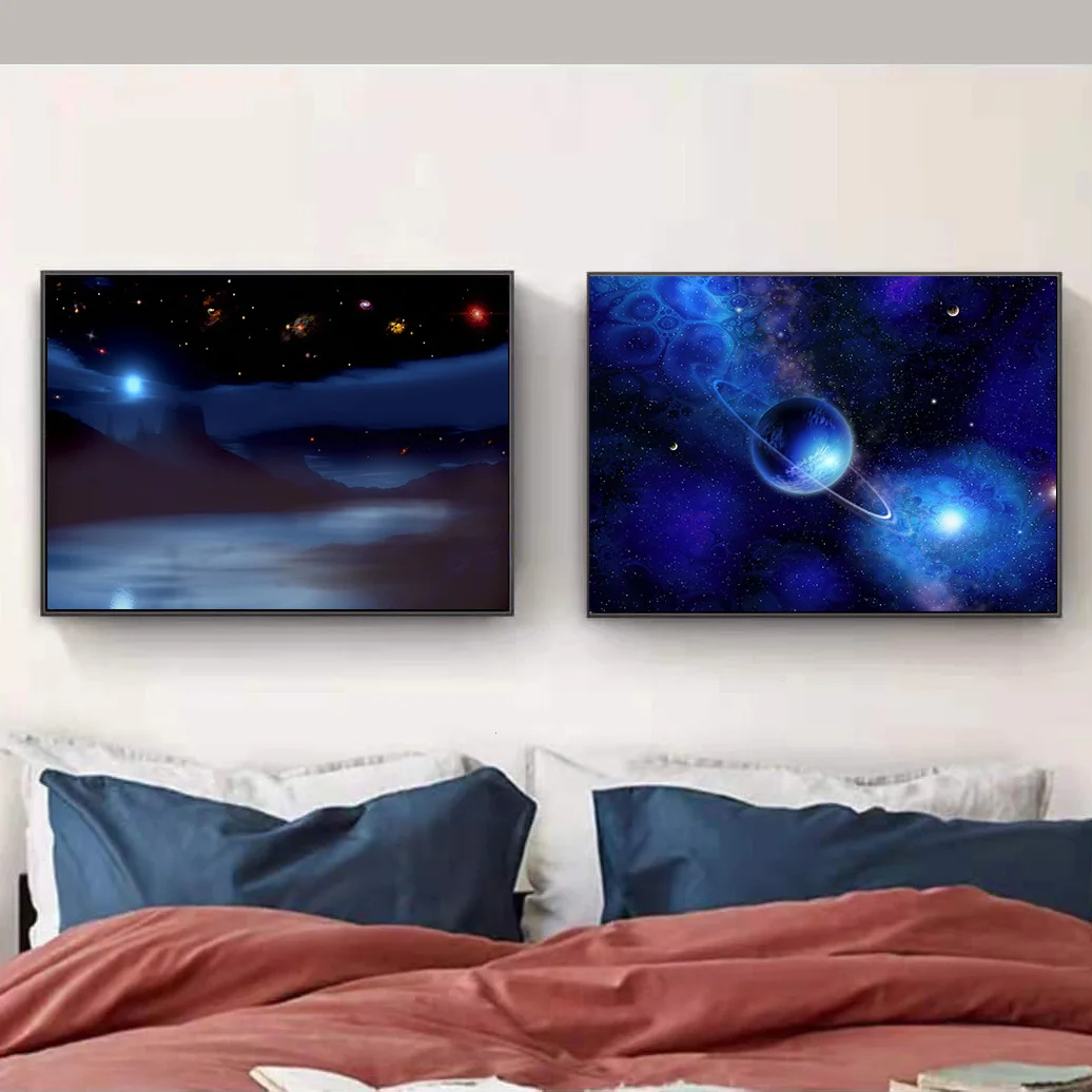 Galassia Pianeta Terra Tela Pittura Spazio Cielo Stellato Stelle Nebulosa Poster Da Parete Stampa Artistica Immagini Per La Decorazione Domestica Con 
