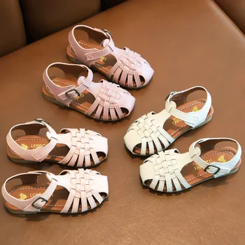 

Girls Shoes 2020 Summer New Roman Style Soft Sole Princess Girl Party Shoes All-match Fashion Non-slip Closed Toe Sandals D03311