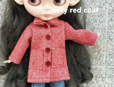 Blyth красный пальто Озон пальто в клетку с поясом, кукольный наряд(Fit blyth, BJD, озон, pullip, лат, licca, ob, kurhn, 1/6 кукла - Цвет: only red coat