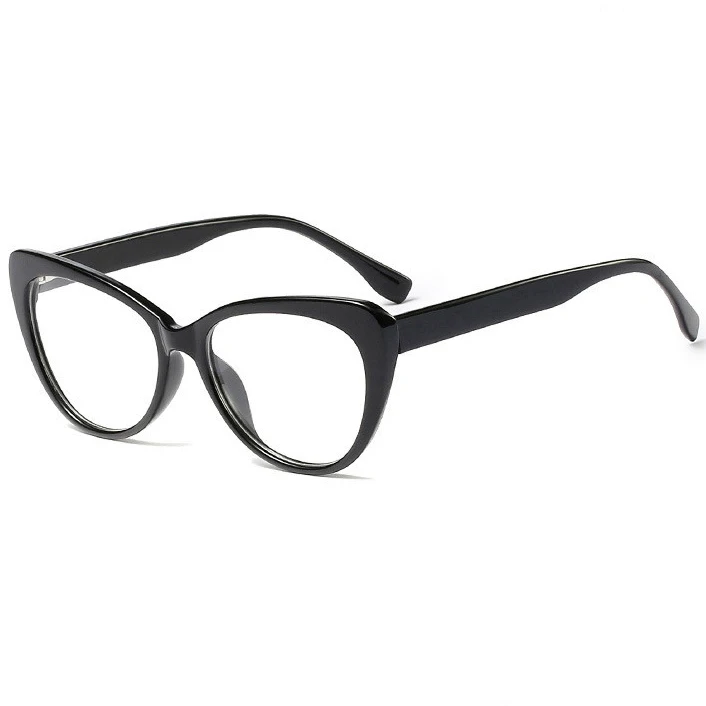 Черные/Черепаховые женские кошачьи глаза, плоская зеркальная оправа для очков, PC оправа для женщин, по рецепту Близорукость F212 - Цвет оправы: Shiny Black