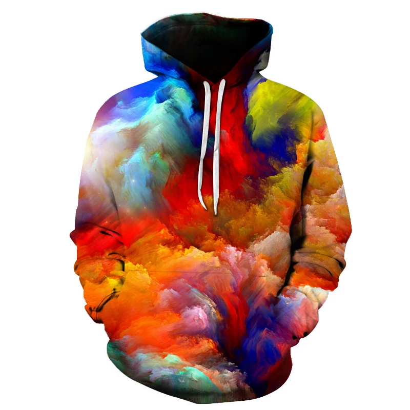 fashion tide brand youth hoodies color painting paint 3D digital printing pullover couple loose hooded baseball uniform 6XL